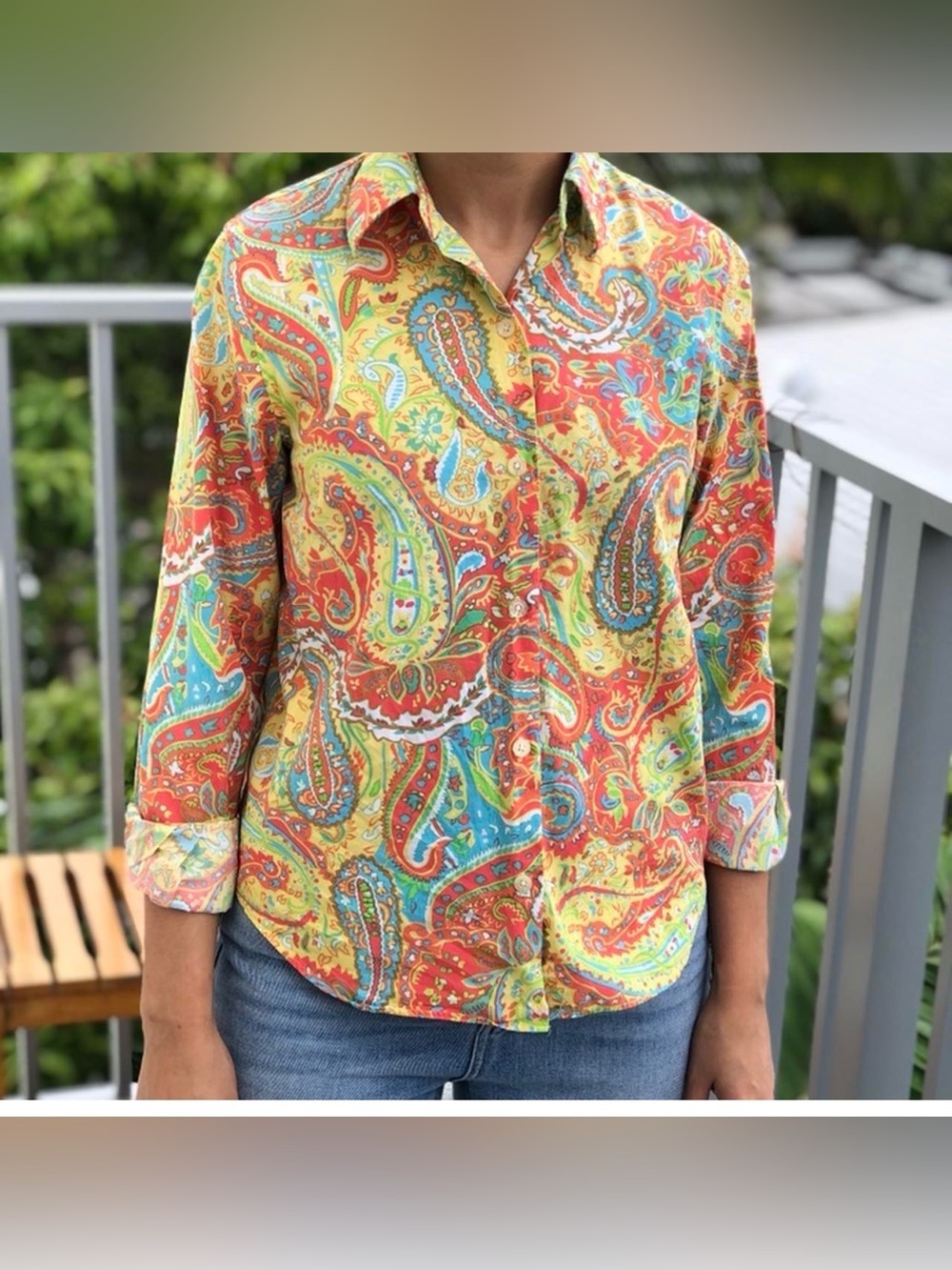 Lauren Ralph Lauren Multicolor Paisley Button-Up Shirt in Orange & Purple